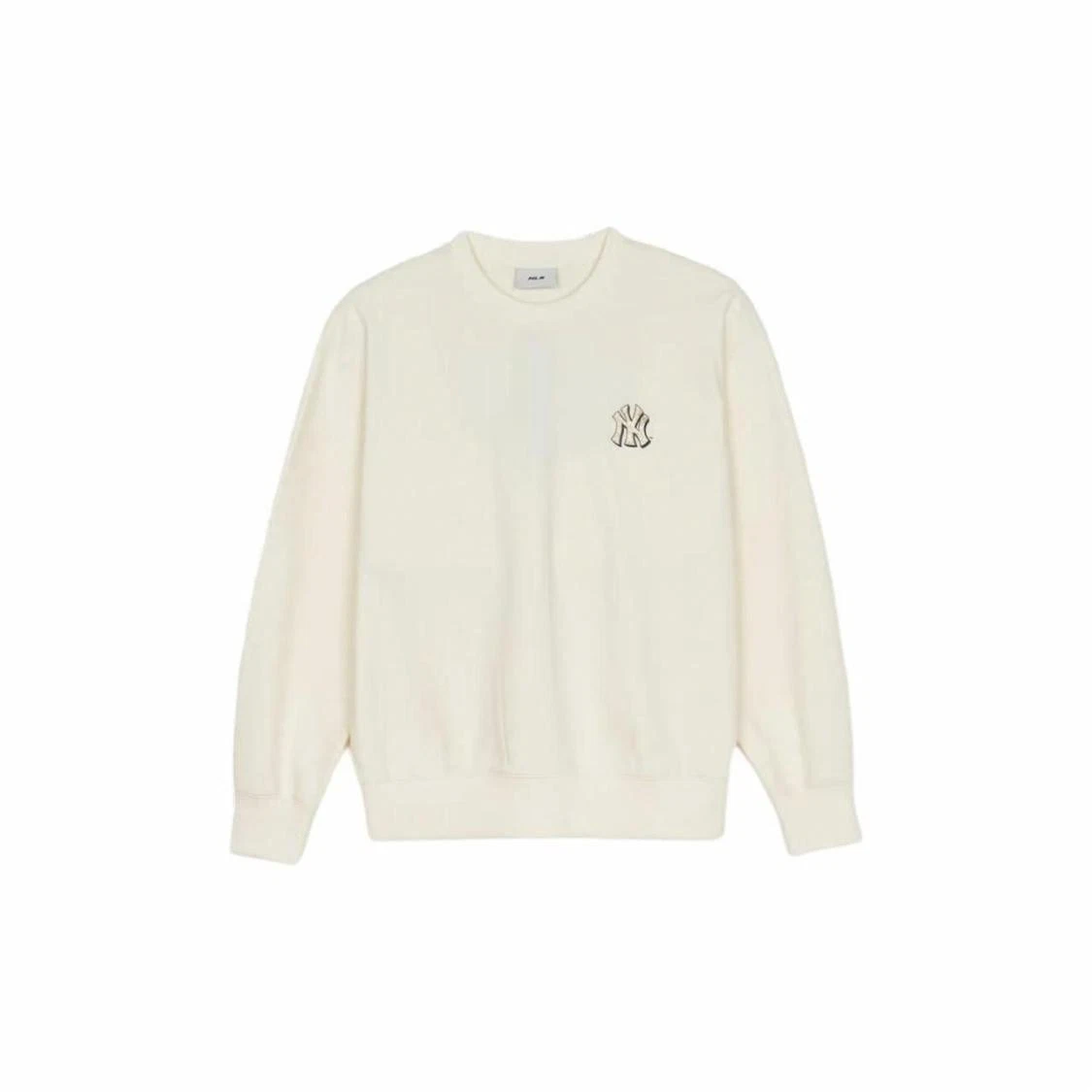 Printed Pattern Solid Color Loose Fit Crewneck Warm Sweatshirt Unisex Cream