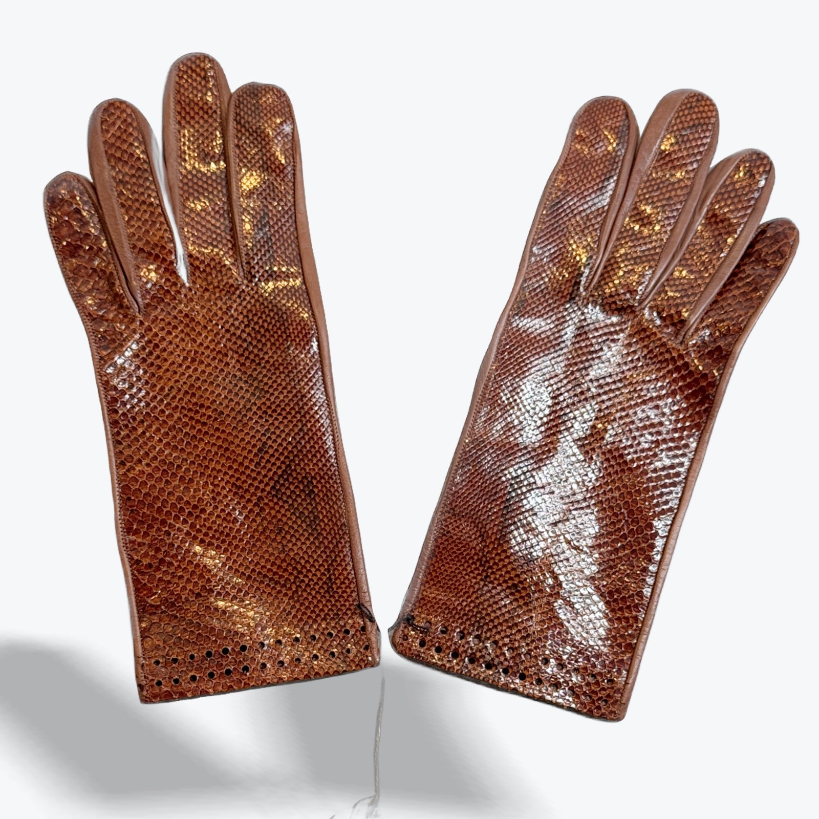 Guantes De Colección Guante Varade Cuero Lagarto Genuino Madrid Mujer Talla 7
