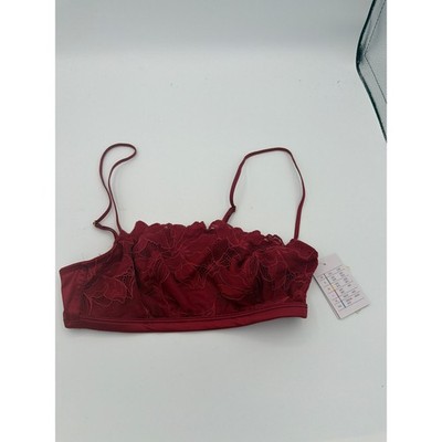 Auden Women Red Lace Unlined Wirefree Bralette Adjustable Straps XS NEW
