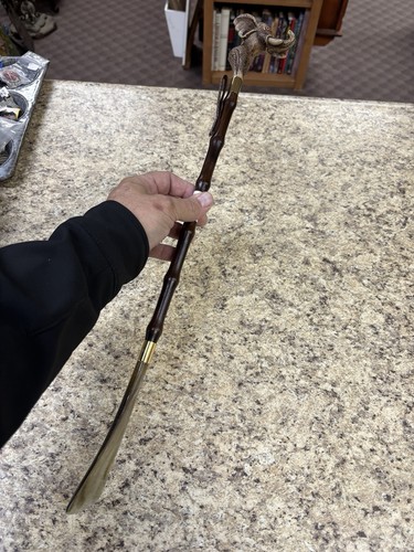 Vintage Shoehorn Shoe Horn Elephant Long Handle Bamboo Wood Brass. 20" Roughly.