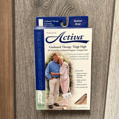 Activa Soft Fit Thigh High Closed Toe Dot Band 20-30mmHg Beige Medium H3202
