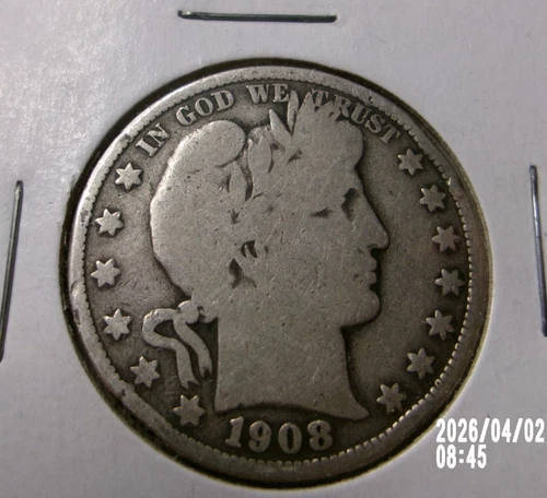 1908 O-SILVER O Barber Half Dollar VERY NICE