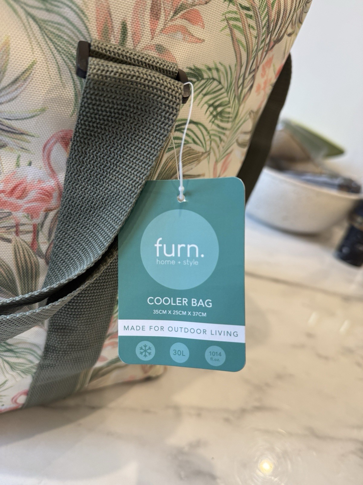 Furn. Flamingo Picnic Cooler Bag 30L - Tropical Insulated Lunch Beach Bag - M/L image 7