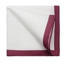 Pocket Squares for Men Color Edge Mens Handkerchiefs Soft White White Red