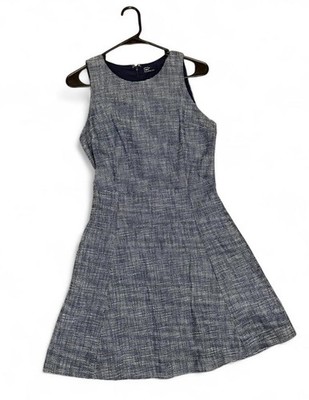 GAP Women s Navy Sleeveless Fit & Flare Dress Size 6 Textured Cotton