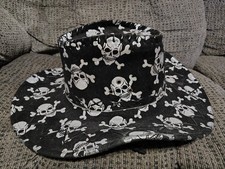 Skull And Crossbones Cowboy Hat Spooky Skeleton Accessory