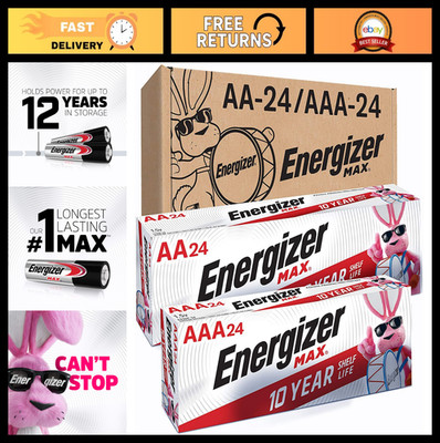 48 Count AA & AAA Batteries Combo Pack - 24 Max AA + 24 Max AAA, Long Lasting Po