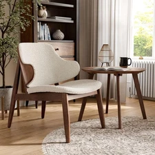 2-Piece Dining Table Set, Mid Century Modern Solid Wood, Round Side Table Set...
