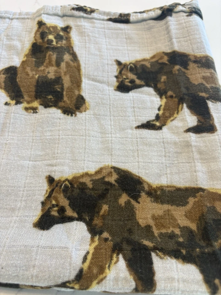 Milkbarn BEARS Muslin Set of 2 Small Baby Security Blanket Lovey Burp Cloth 21” - Image 3 of 4