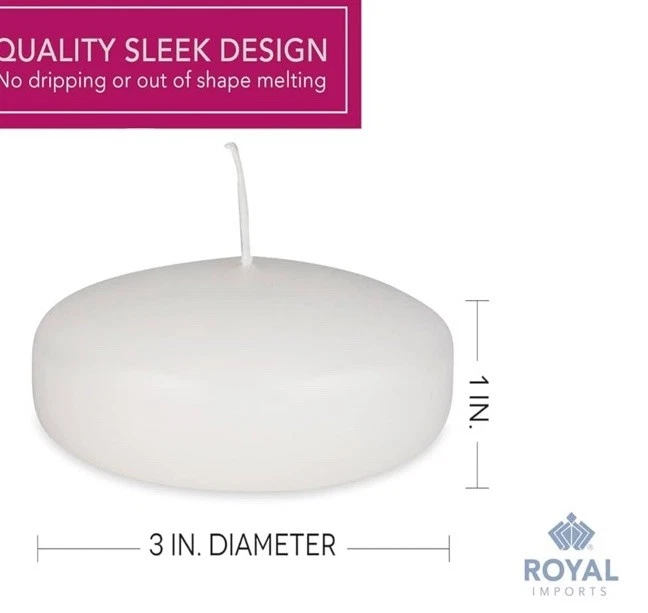 Royal Imports Velas Flotantes Blancas 3" - Paquete de 12 Sin Perfume Goteo Foto 4 de 4