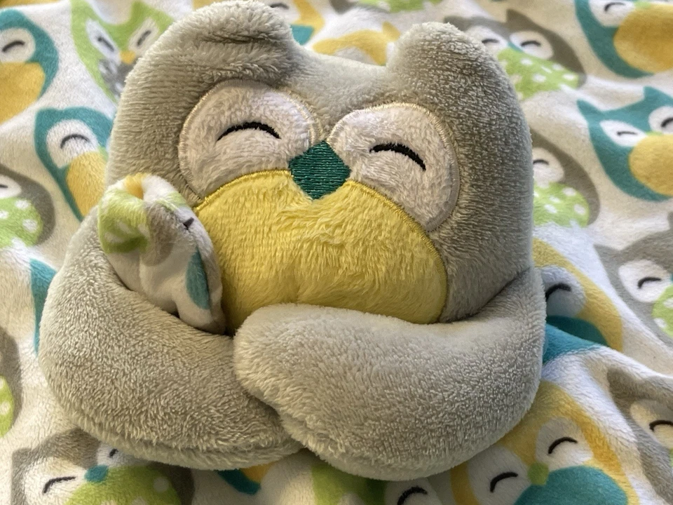 MANTA DE SEGURIDAD PARA BEBÉ CARTER'S LOVEY GRIS BÚHO VERDE DORADO 2016 ¡MUY SUAVE! Foto 2 de 4