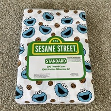 Sesame Street Cookie Monster Pillowcase Set Of Two New