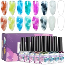 Blooming Gel Nail Polish 10Ml, Blossom Gel Marble Nail Ink for Manicure Nail Art