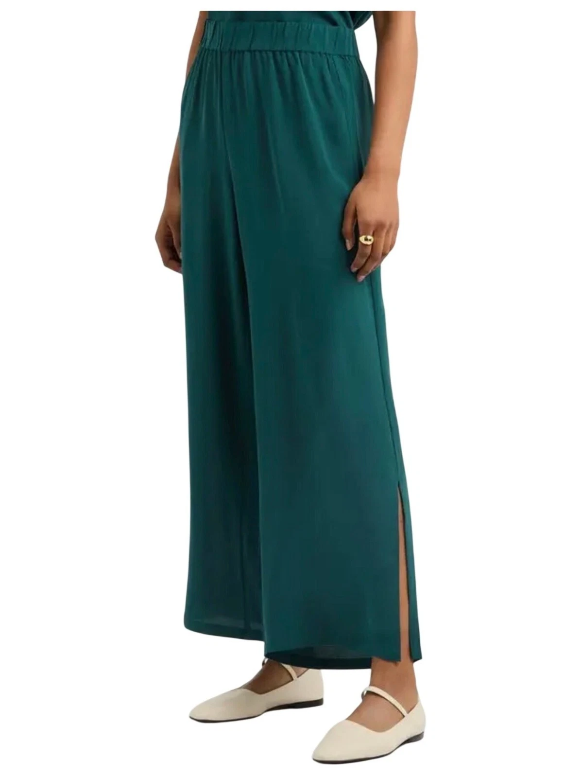 Eileen Fisher Womens Silk Georgette Crepe Agean Straight Ankle Pants Size XXS