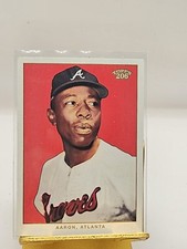 2002 Topps 206 #287 Hank Aaron Card White Jersey Variation + Blue Jersey HOF 