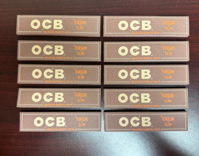 OCB VIRGIN SLIM  Cigarette Rolling Papers -10 PACKS