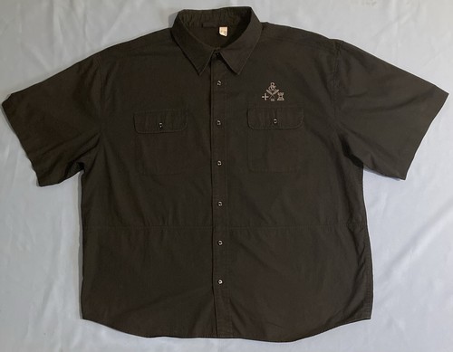 Rocawear Button Up Shirt 4X Black Y2K Mens Vintage Hip-Hop Embroidered Pockets - Picture 2 of 5