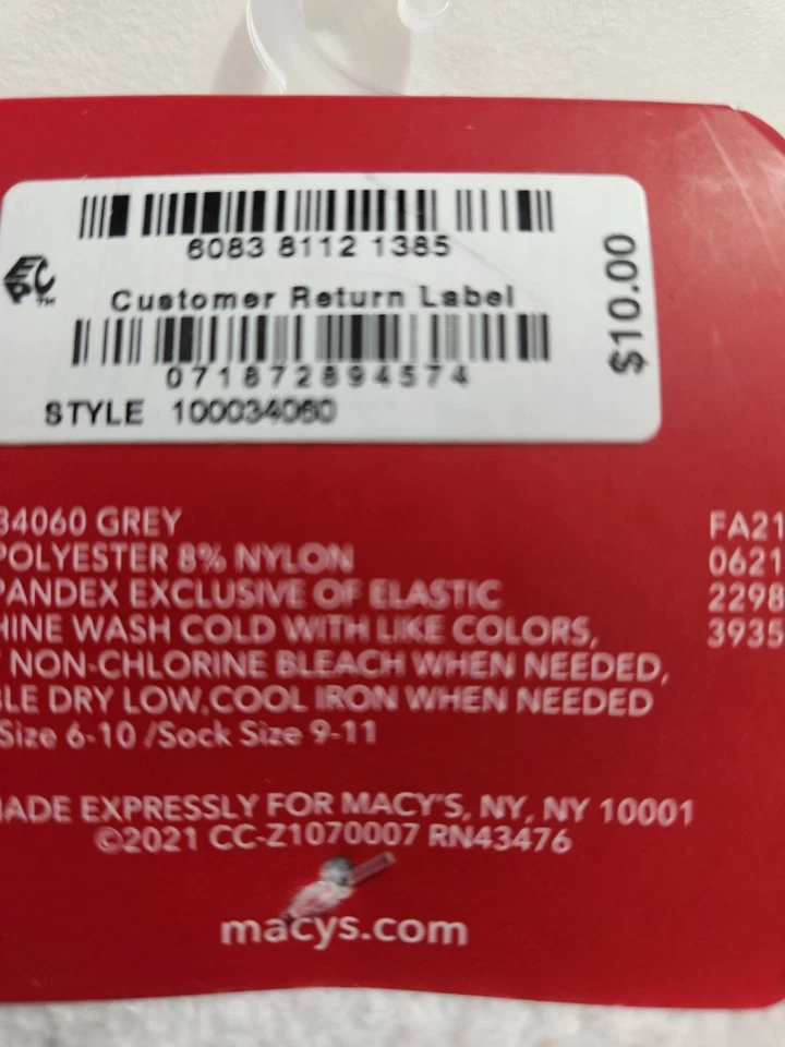 Calcetines Charter Club para mujer talla 9-11 mantequilla súper suaves acogedores grises a rayas $10 Foto 4 de 4