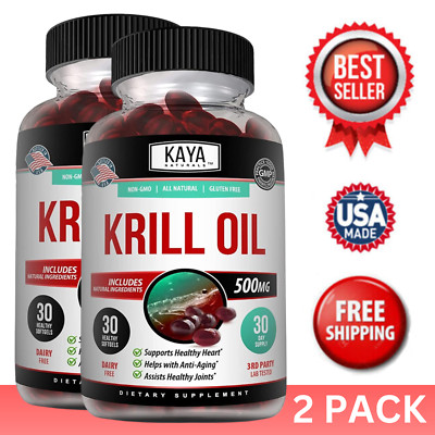 (2 Pack) Krill Oil 30ct, EPA, DHA, with Astaxanthin, Joint Function