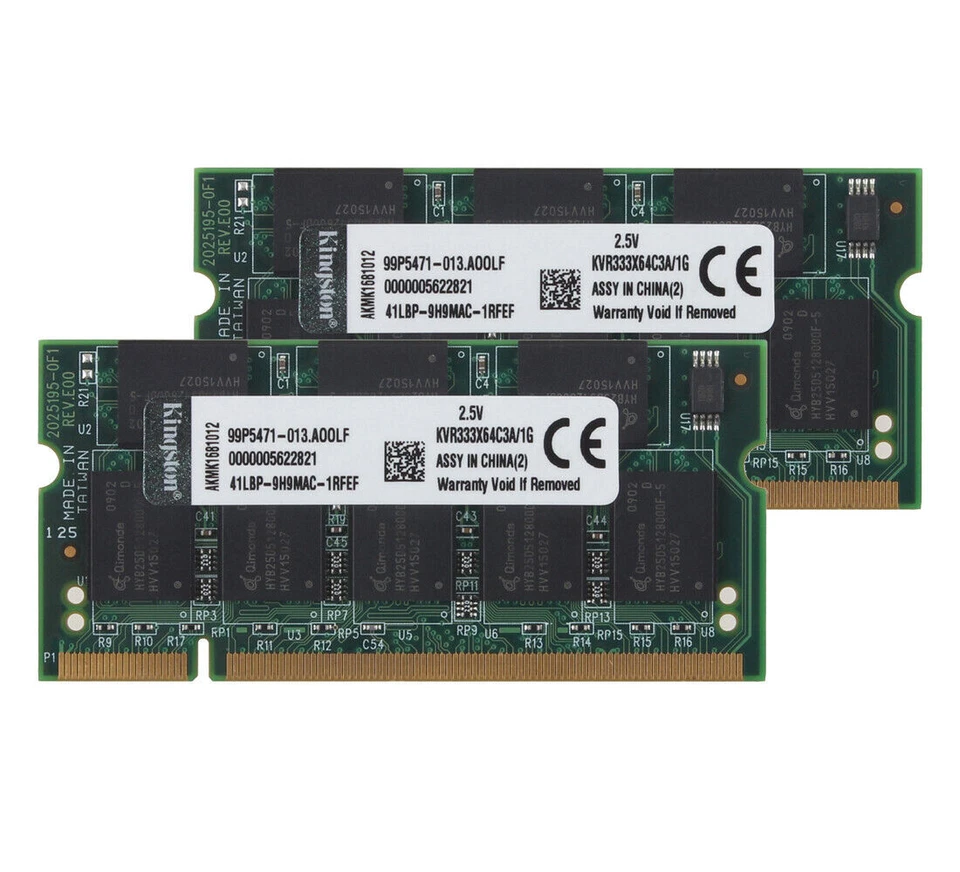 New 2GB Kingston 2X1GB DDR-333MHZ PC2700 200PIN CL2.5 SO-DIMM RAM Laptop Memory - Image 3 of 4