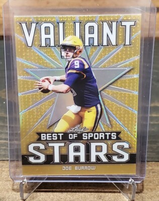 2020 LEAF BEST OF SPORTS JOE BURROW VALIANT STARS 6/10 GOLD REFRACTOR CARD