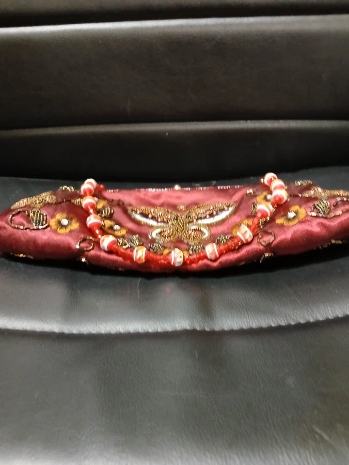 Vintage Vendula London Beaded Butterfly & Flowers Clutch Silk Purse  - Image 2 of 4