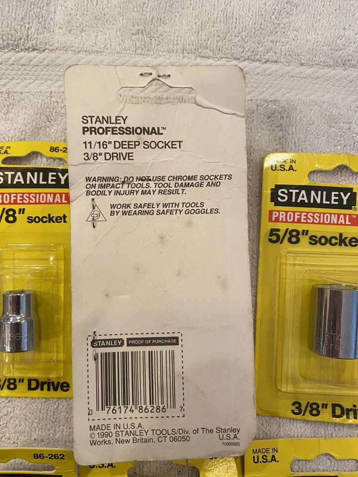 Ten Stanley Professional USA Made 3/8 Drive Sockets 6pt 7/16 3/8 7/16 5/8 11/16 - Image 2 of 2