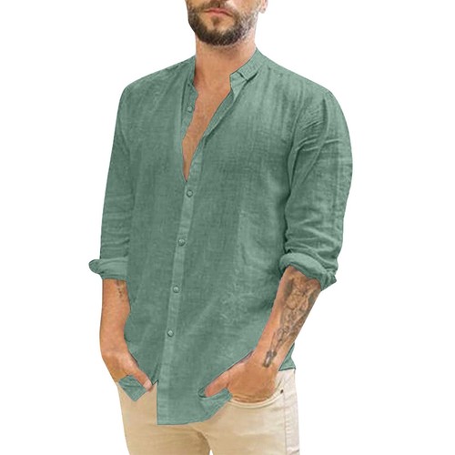 T-shirt girocollo uomo spiaggia top maglietta regular aderente bottoni cotone - Foto 13 di 23