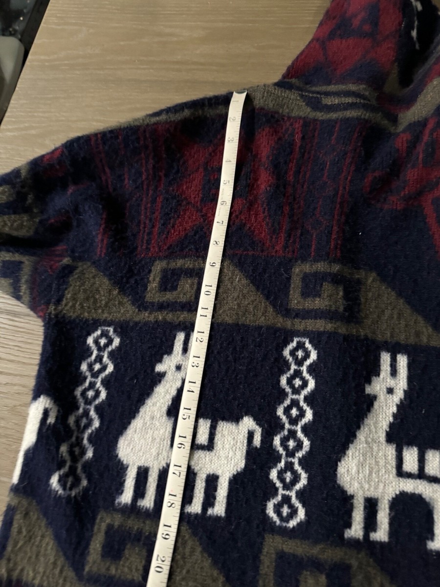 Tejidos Imalaya Handmade Equador Wool button Sweater Jacket Size L