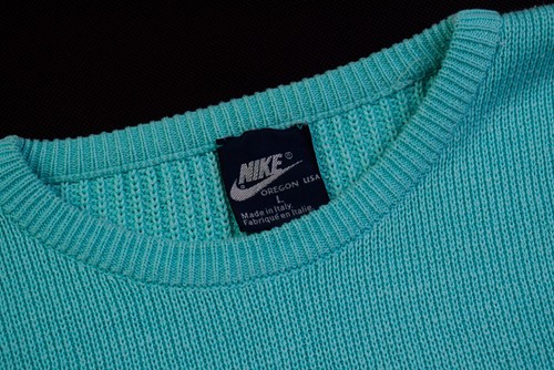 NIKE Vintage Strick Pullover Sweater Jumper Sweatshirt Blue Label 80s 80er L - Bild 4 von 8
