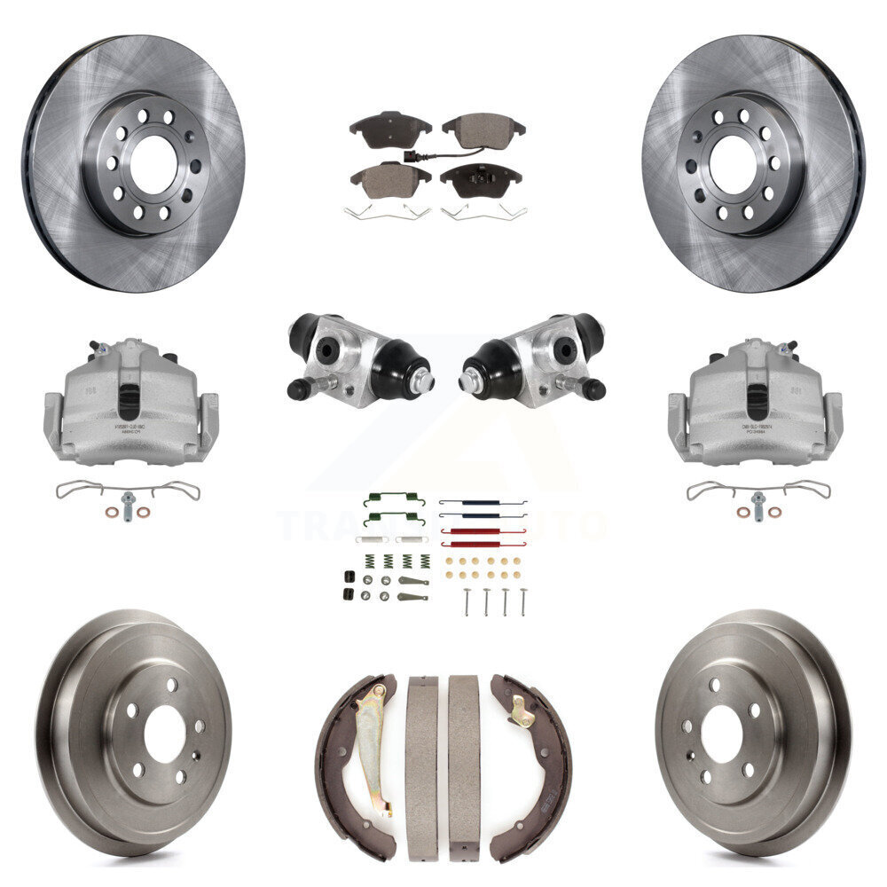 Front Rear Disc Brake Caliper Rotor Drum Semi-Metallic Pad Shoe Cylinder Kit