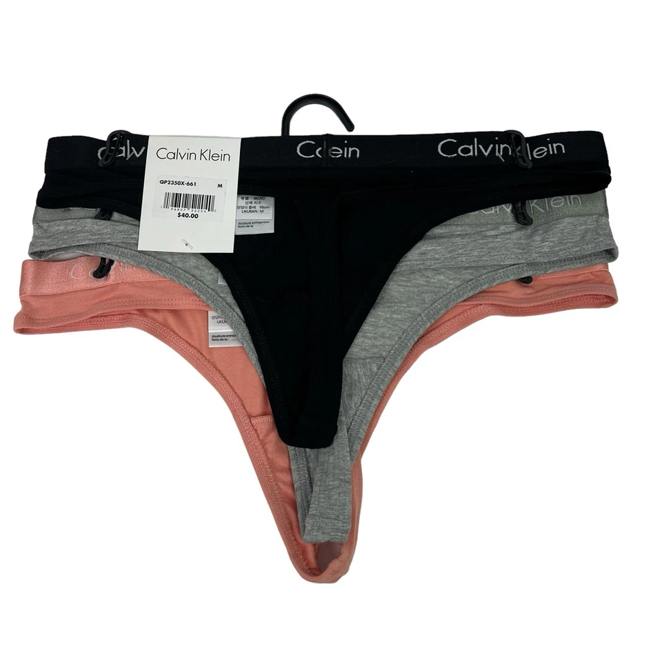 Bragas para mujer Calvin Klein talla mediana paquete/3 tangas elásticas varios colores Foto 2 de 4