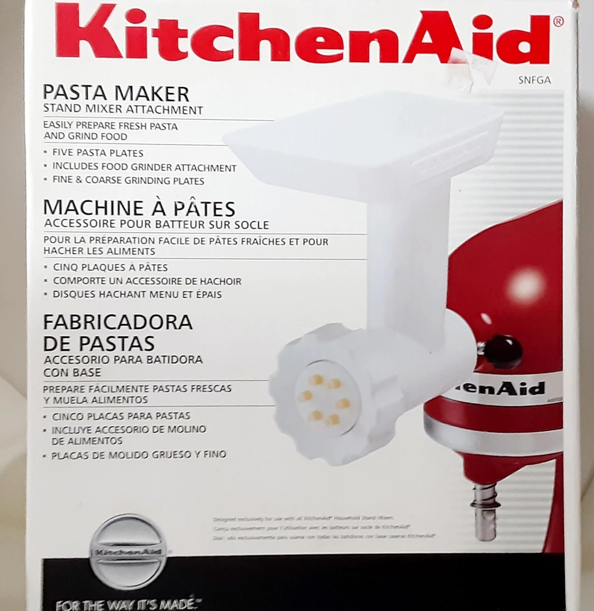 KitchenAid SNFGA Stand Mixer Attachment Pasta Maker & Food Grinder