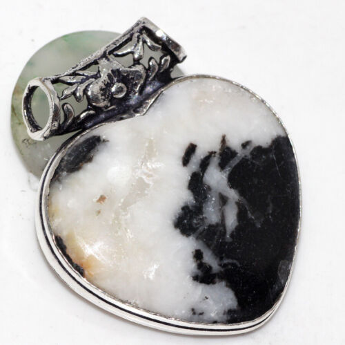 White Buffalo Turquoise 925 Silver Plated Heart Gemstone Pendant 1.6" Gifts GW - Afbeelding 1 van 3