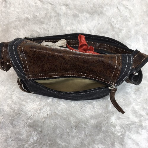 Cartera de mezclilla de cuero sintético con correa para el hombro zapatos de tenis multicompartimento azul marrón - Imagen 5 de 9