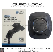 QUAD LOCK Motorcycle Fork Stem Phone Mount PRO + Universal Adapter Quadlock NEW