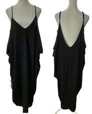 ASOS Women Kimono Dress Deep V Neck Maxi Thin Straps Sz 10 Black Feminine 15-2