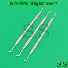 DENTAL FLAT PLASTIC FILLING INSTRUMENTS - SET OF 3 - DOUBLE ENDED 2mm, 2.5mm,3mm