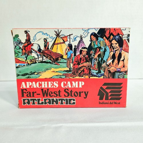 Vintage Atlantic Far West Story HO Scale 1/72 Figures Apache Camp Caccia Bisonte - Picture 9 of 15