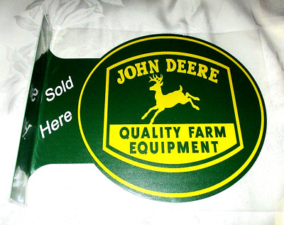 JOHN DEERE Double-Sided Imprint Metal Flange Sign #06g - NEW**