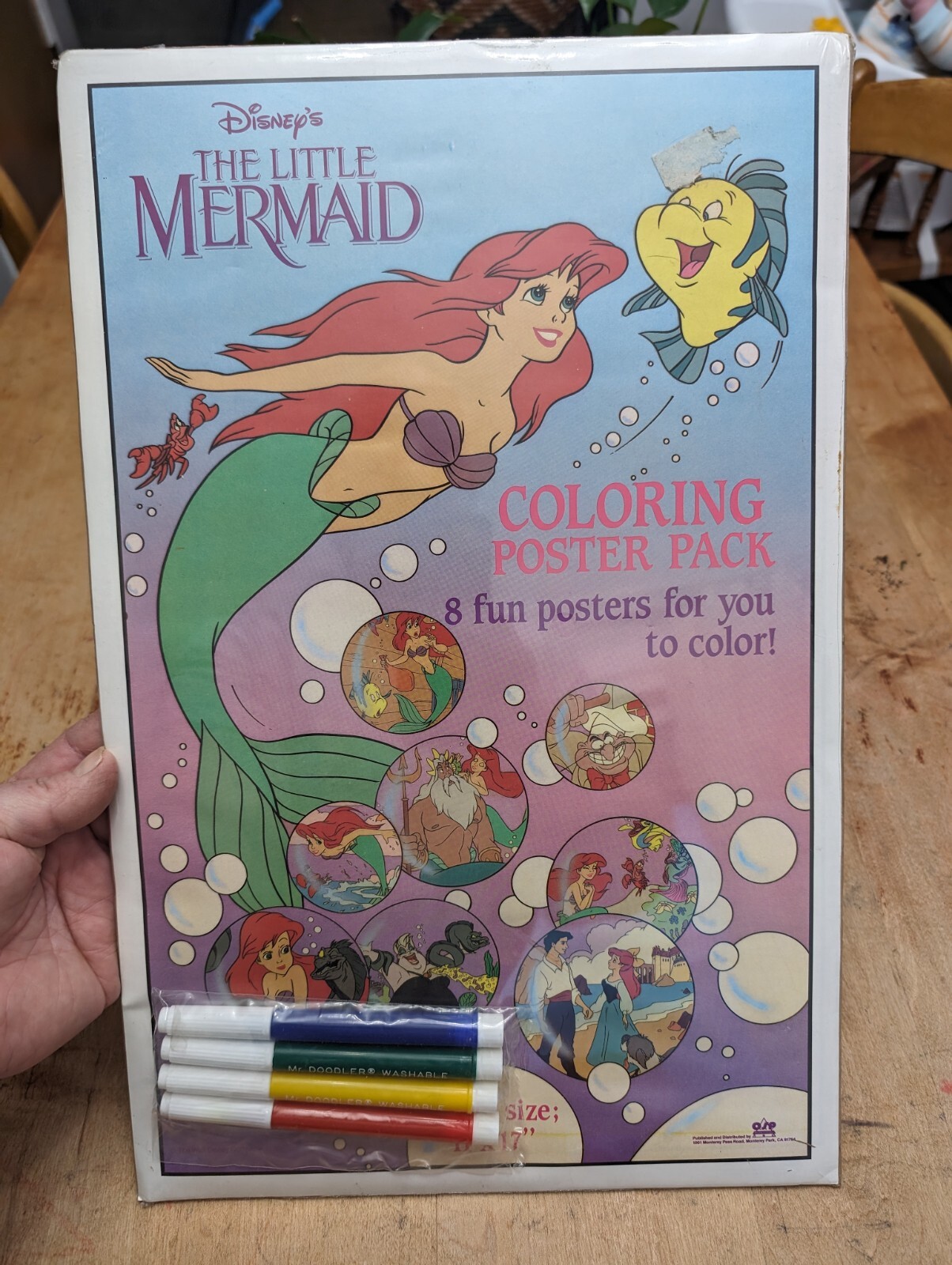 VTG Disney The Little Mermaid Coloring Poster set Pack Vintage With Markers NOS