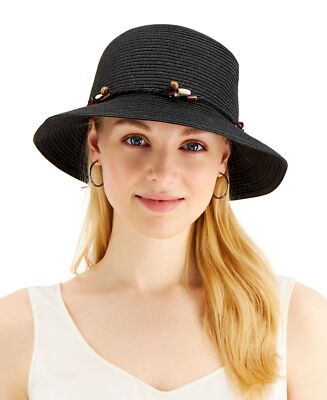 NEW I.N.C. INTERNATIONAL CONCEPTS women\'s adjustable fit band hat in black INC International Concepts Womens Wool Tassel Floppy Hat  main image 4