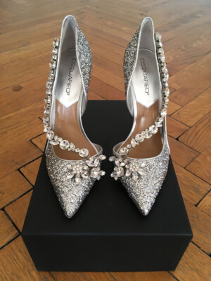 DSQUARED2 CRYSTAL EMBELLISHED GLITTER PUMPS - NEW!