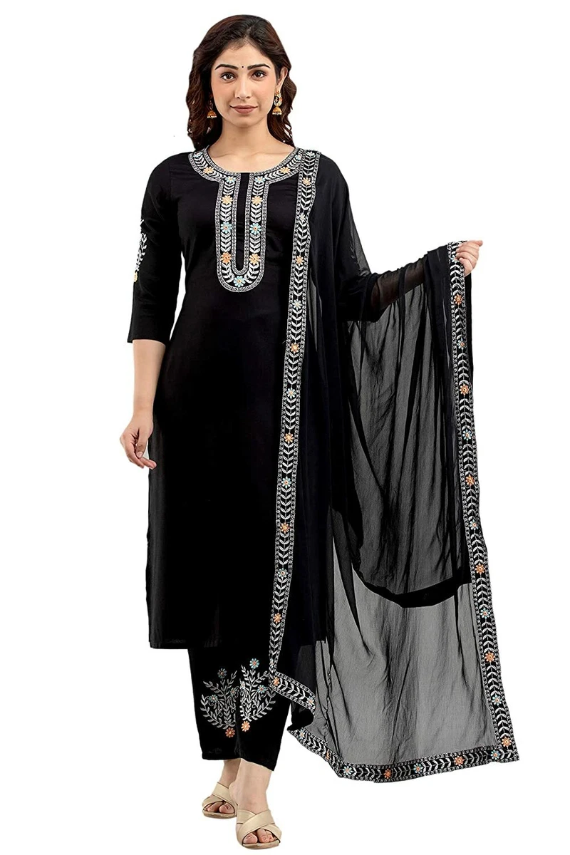 Buy Black Kurta Suit Sets for Women by SKYLEE Online | Ajio.com