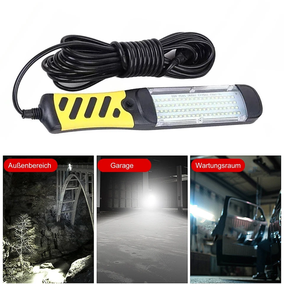 100 LEDS KFZ Arbeitsleuchte Akku Werkstattlampe Handlampe Stablampe Magnet Haken - Bild 2 von 4