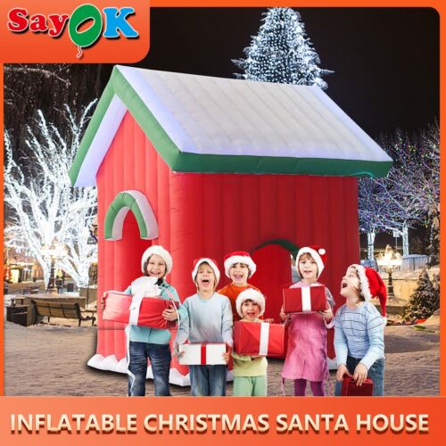 NEW Inflatable Christmas Santa House for Home Yard Shopping Mall Decoration - Afbeelding 1 van 6