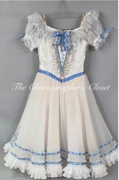 Professional White Blue Graduation Ball Clara Ballet Dress Ruffled