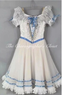 Professional White Blue Graduation Ball Clara Victorian Ballet Dress Adult XS