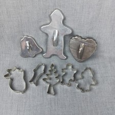 Cookie Cutters Lot of 8 Vintage Gingerbread Man Heart Bell Tree Santa Rabbit