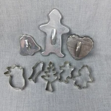 Cookie Cutters Lot of 8 Vintage Gingerbread Man Heart Bell Tree Santa Rabbit